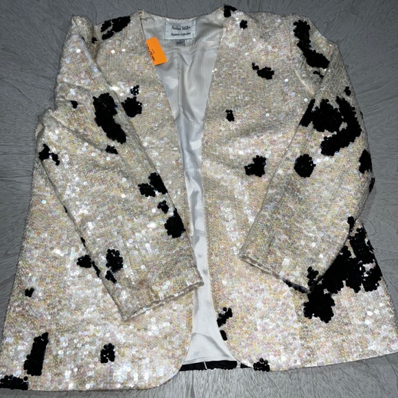 Vintage Nolan Miller Sequin Dalmatian Print Blazer Jacket Size 12 - Picture 3 of 3